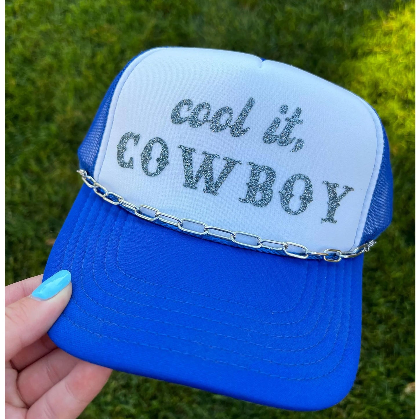 Otto® 'Cool it Cowboy' Foam Snapback Cap w/Chain | Country Music Festival Hat | Retro Western Hat | Trendy Cowboy Cap