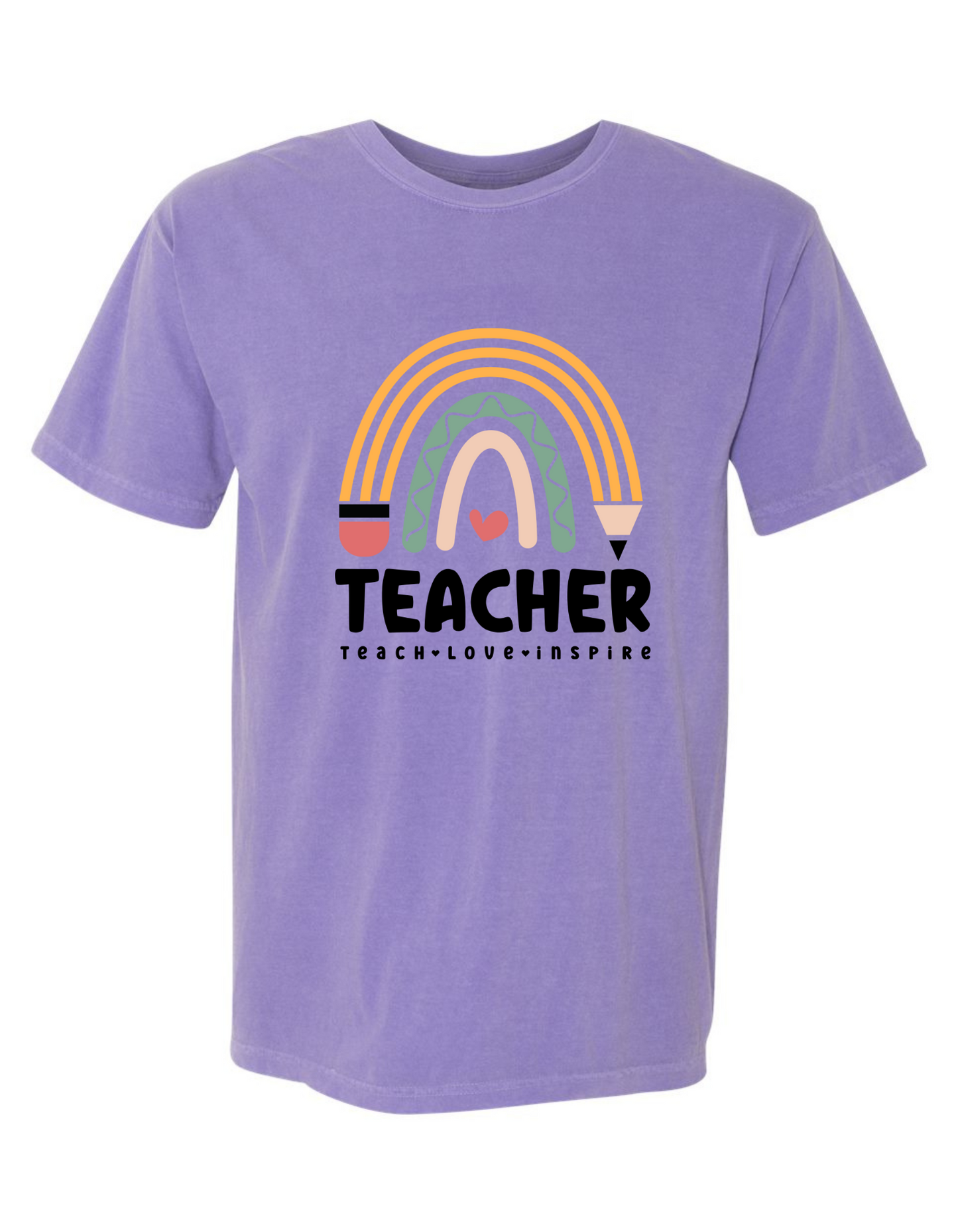 Comfort Colors® 'Teach, Love, Inspire' T-Shirt | Teacher Life T-Shirt | Gift for Educators | Inspirational Teacher Tee