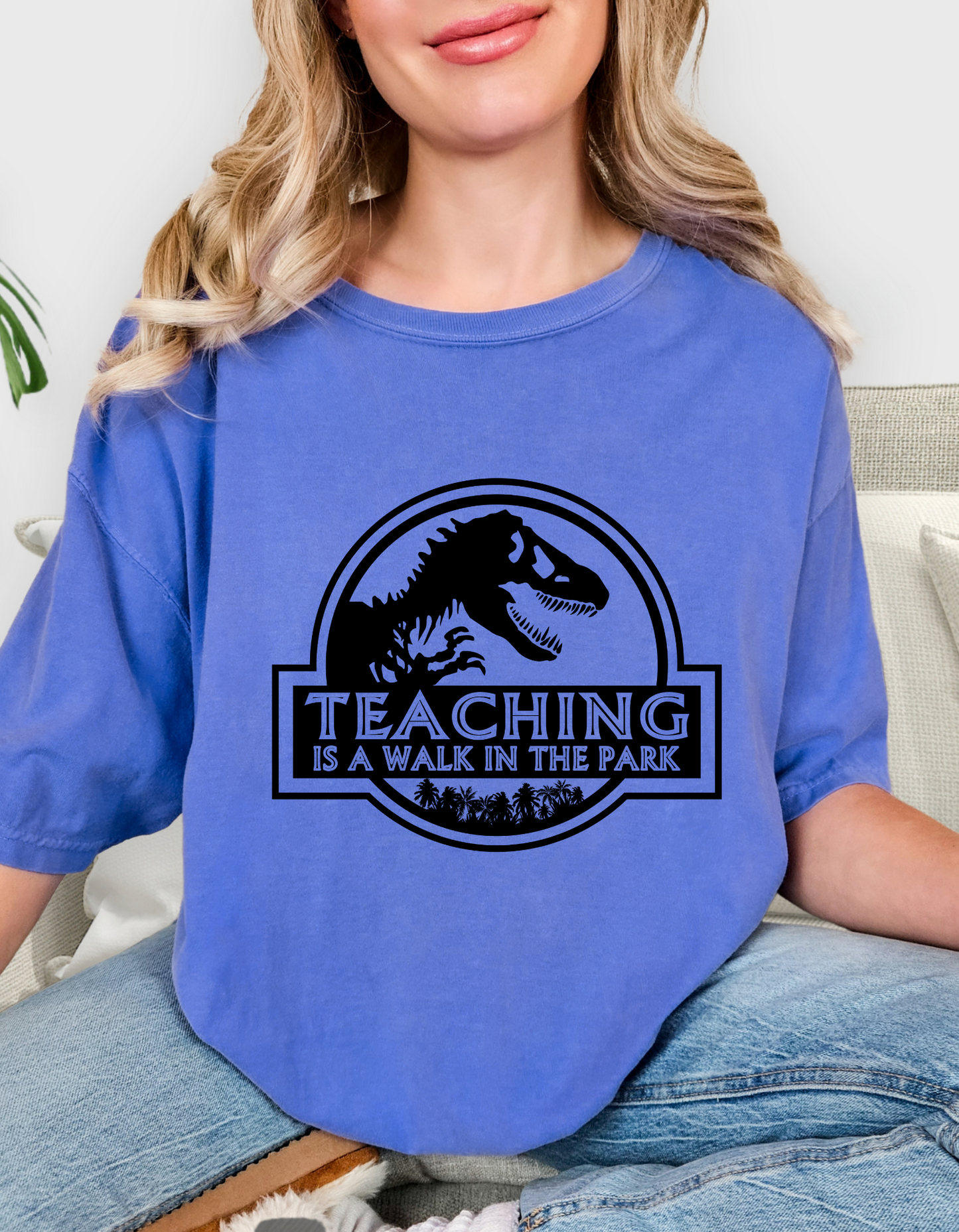 Teaching Is a Walk in the Park T-Shirt – Jurassic Teacher Graphic Tee, Comfort Colors