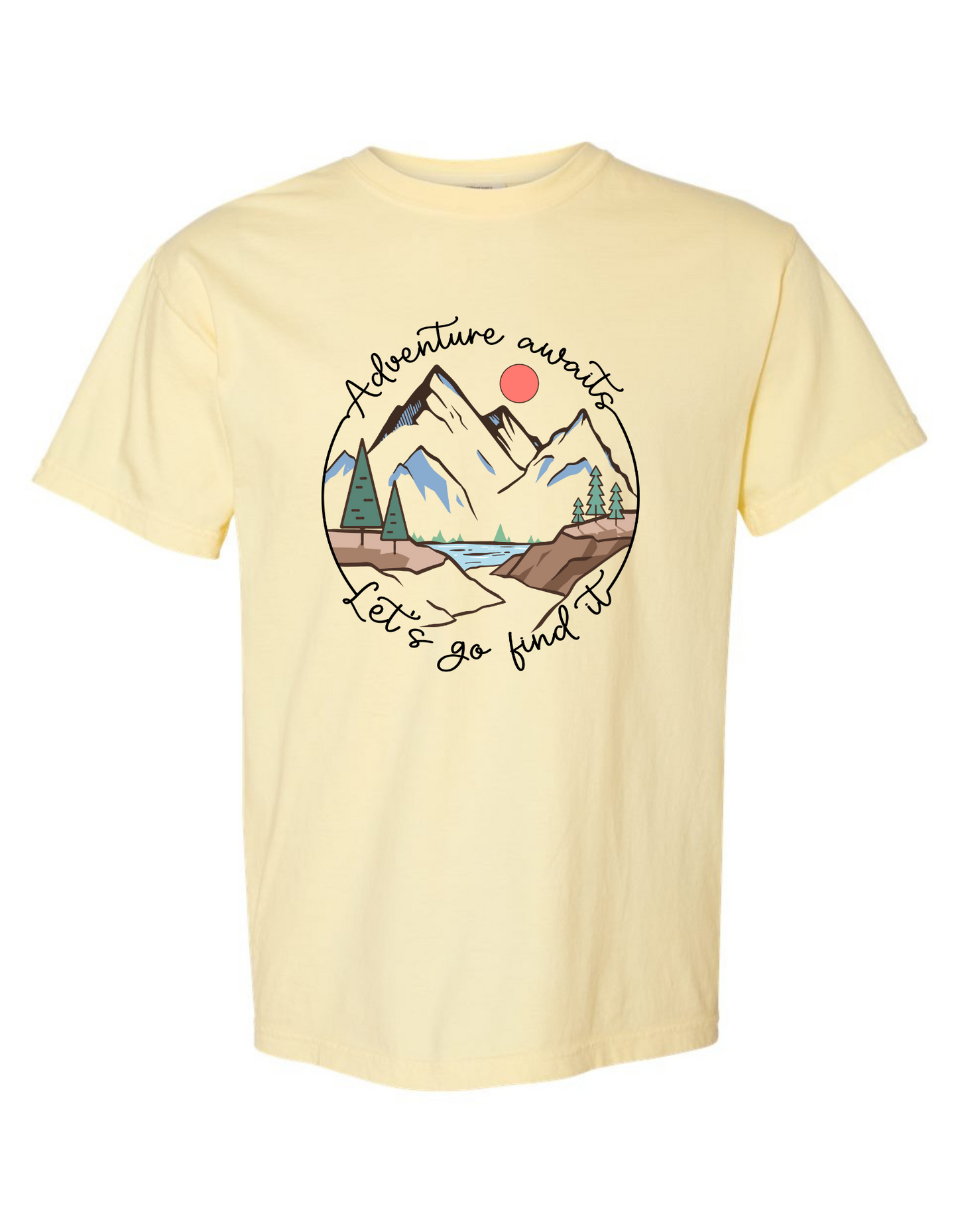 Comfort Colors® 'Adventure Awaits, Let's Go Find It' T-Shirt | Adventure Seekers Shirt, Journey Begins Tee, Adventurous Spirit T-Shirt, Hiking Adventure Shirt