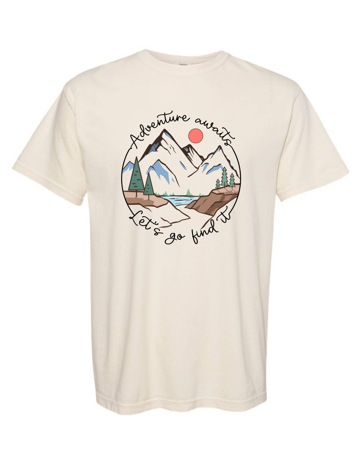 Comfort Colors® 'Adventure Awaits, Let's Go Find It' T-Shirt | Adventure Seekers Shirt, Journey Begins Tee, Adventurous Spirit T-Shirt, Hiking Adventure Shirt