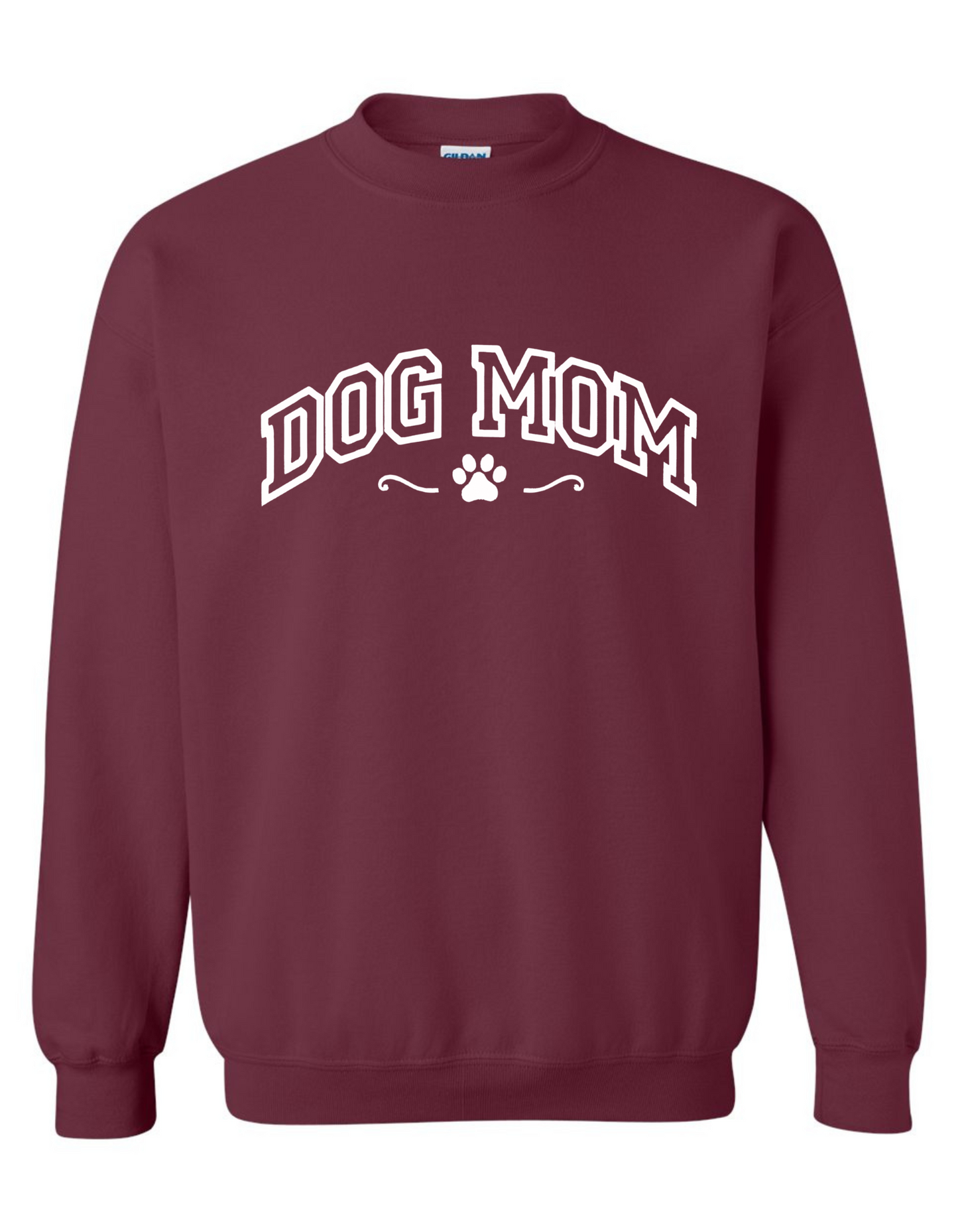 Dog Mom Embroidered Sweatshirt – Cozy Gildan Crewneck Pullover for Women, Pet Lover Gift