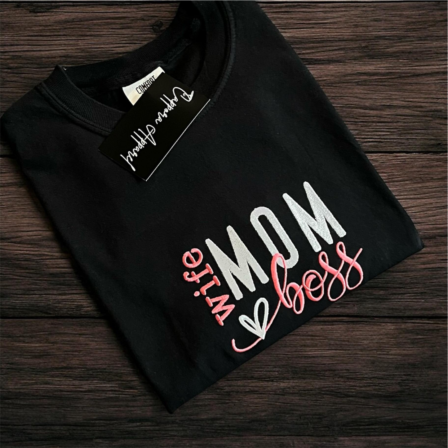 Embroidered Wife Mom Boss T-Shirt | Comfort Colors Tee | Gift for Moms & Boss Babes