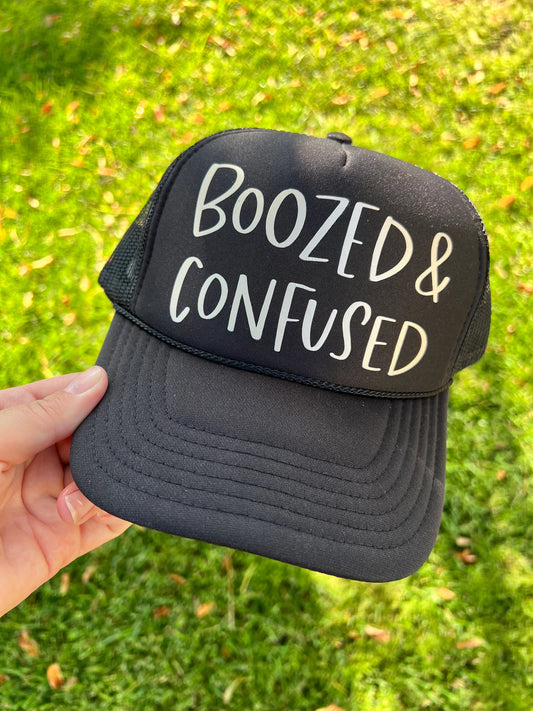 Otto® 'Boozed & Confused' Foam Snapback Cap | Tailgate Snapback | Weekend Vibes Cap | Trendy Trucker Hat