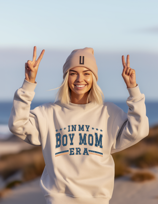 Gildan Heavy Blend™ 'In My Boy Mom Era' Sweatshirt | Boy Mom Gift Idea | Mom Era Graphic Pullover | Mom Life Graphic Sweatshirt