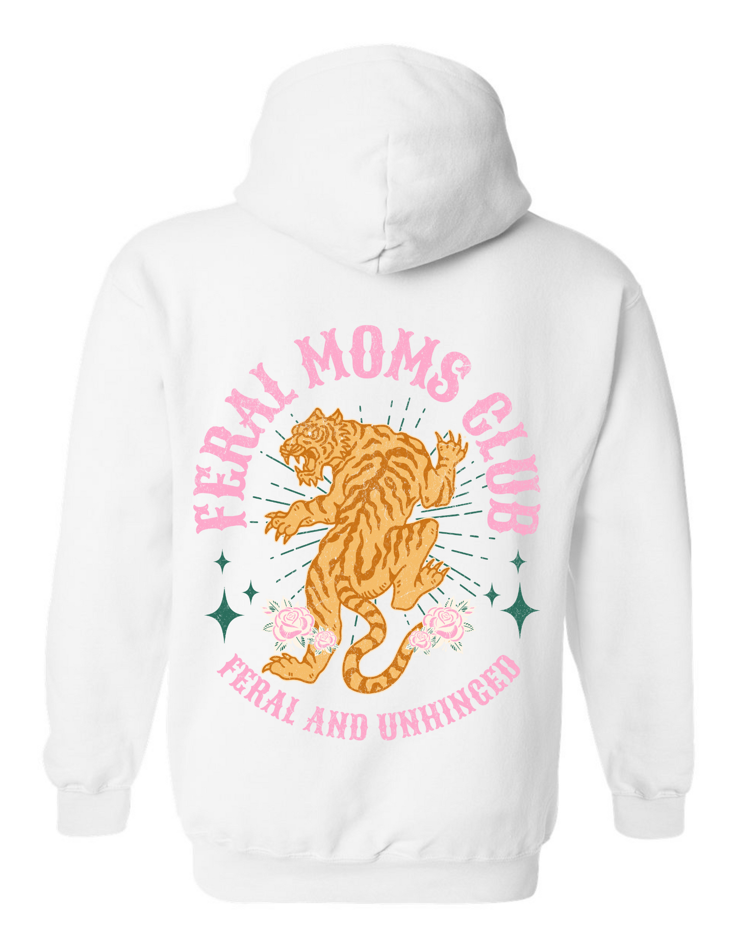 Gildan Heavy Blend™ 'Feral Mom's Club' Hoodie - Feral & Unhinged Sweatshirt for Mom | Mom Life Apparel | Mom Crew Graphic Hoodie | Feral Mom Humor Hoodie