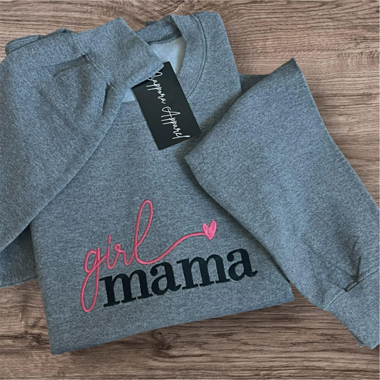 Embroidered Girl Mama Crewneck Sweatshirt – Gildan Graphic Pullover