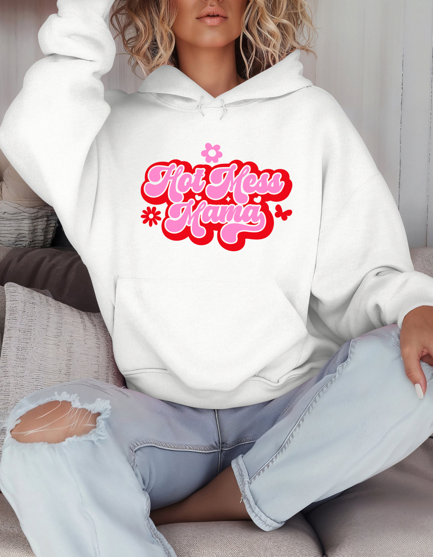 Gildan Heavy Blend™ Hooded 'Hot Mess Mama' Sweatshirt | Mama Hoodie | Mom Life Sweatshirt| Graphic Hoodie for Moms | Everyday Mom Hoodie