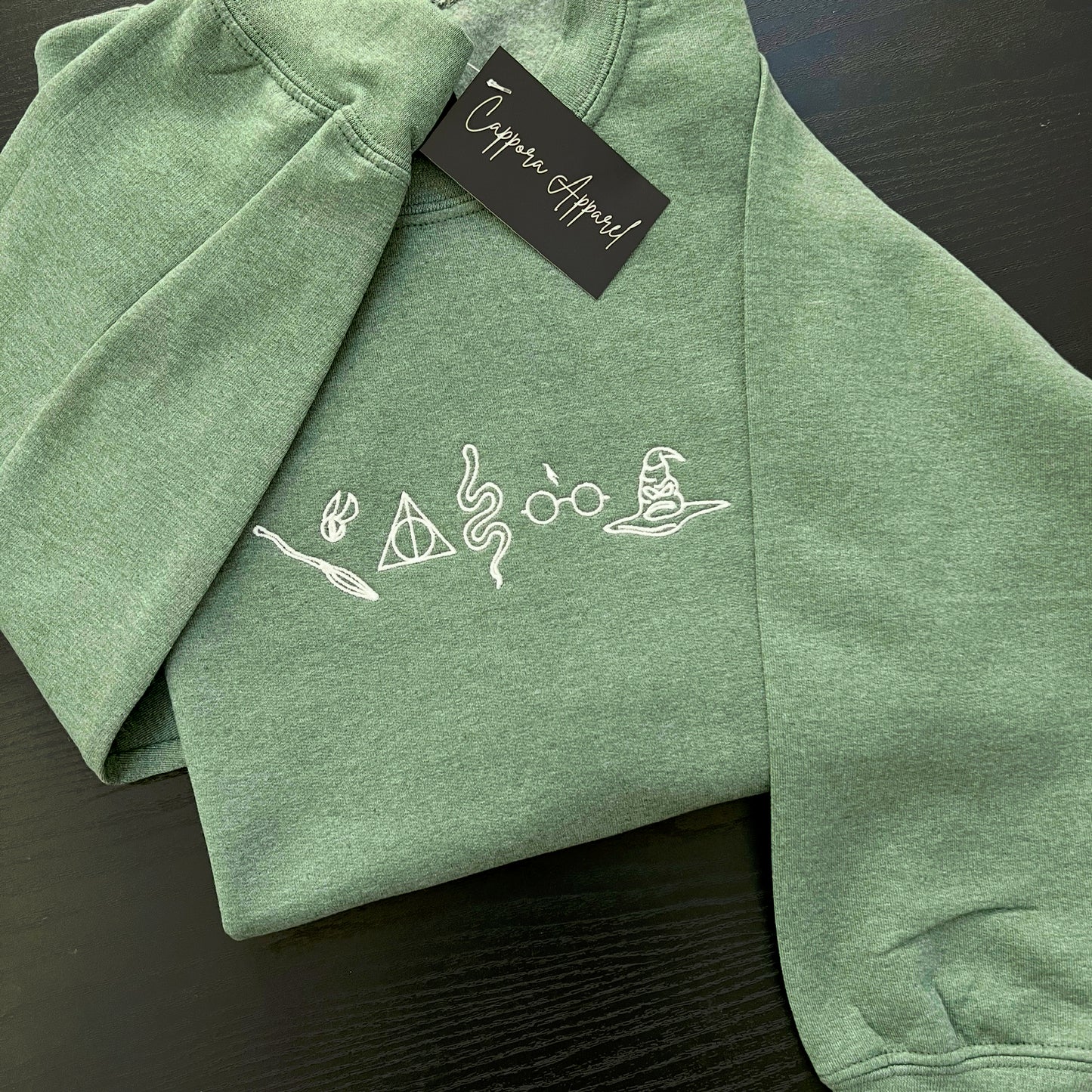 Embroidered “Wizardry” Gildan Crewneck Sweatshirt – Cozy Unisex Magical Aesthetic Sweater, Spellbound Style