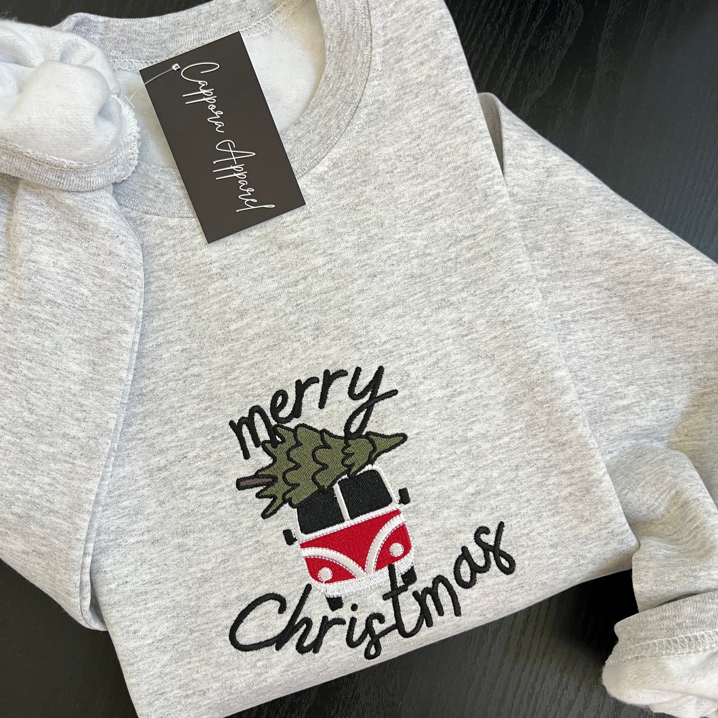 Embroidered Merry Christmas Sweatshirt | Festive Winter Embroidery