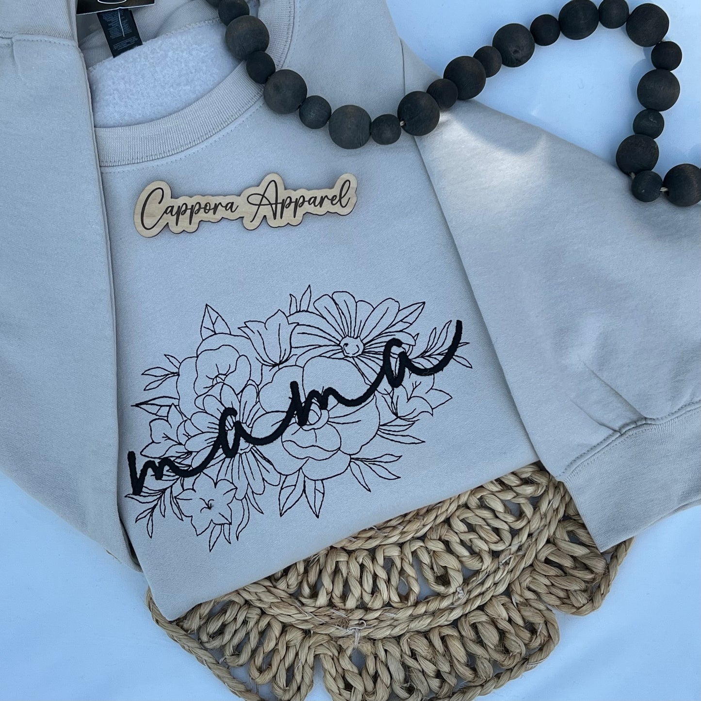 Mama Floral Embroidered Gildan Sweatshirt – Cozy Mom Graphic Crewneck Pullover