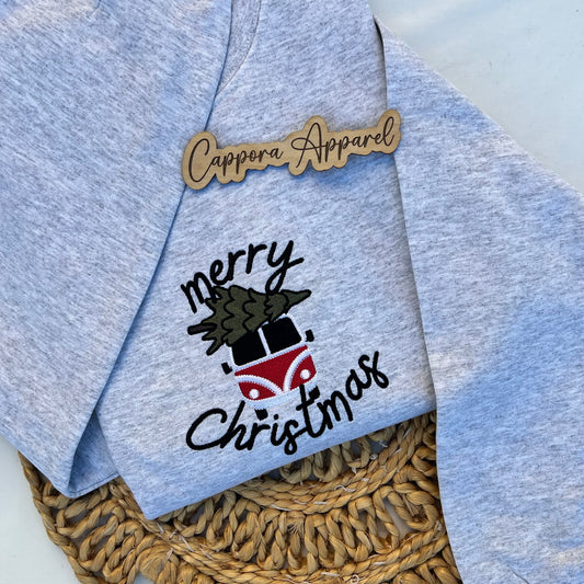 Embroidered Merry Christmas Sweatshirt | Festive Winter Embroidery
