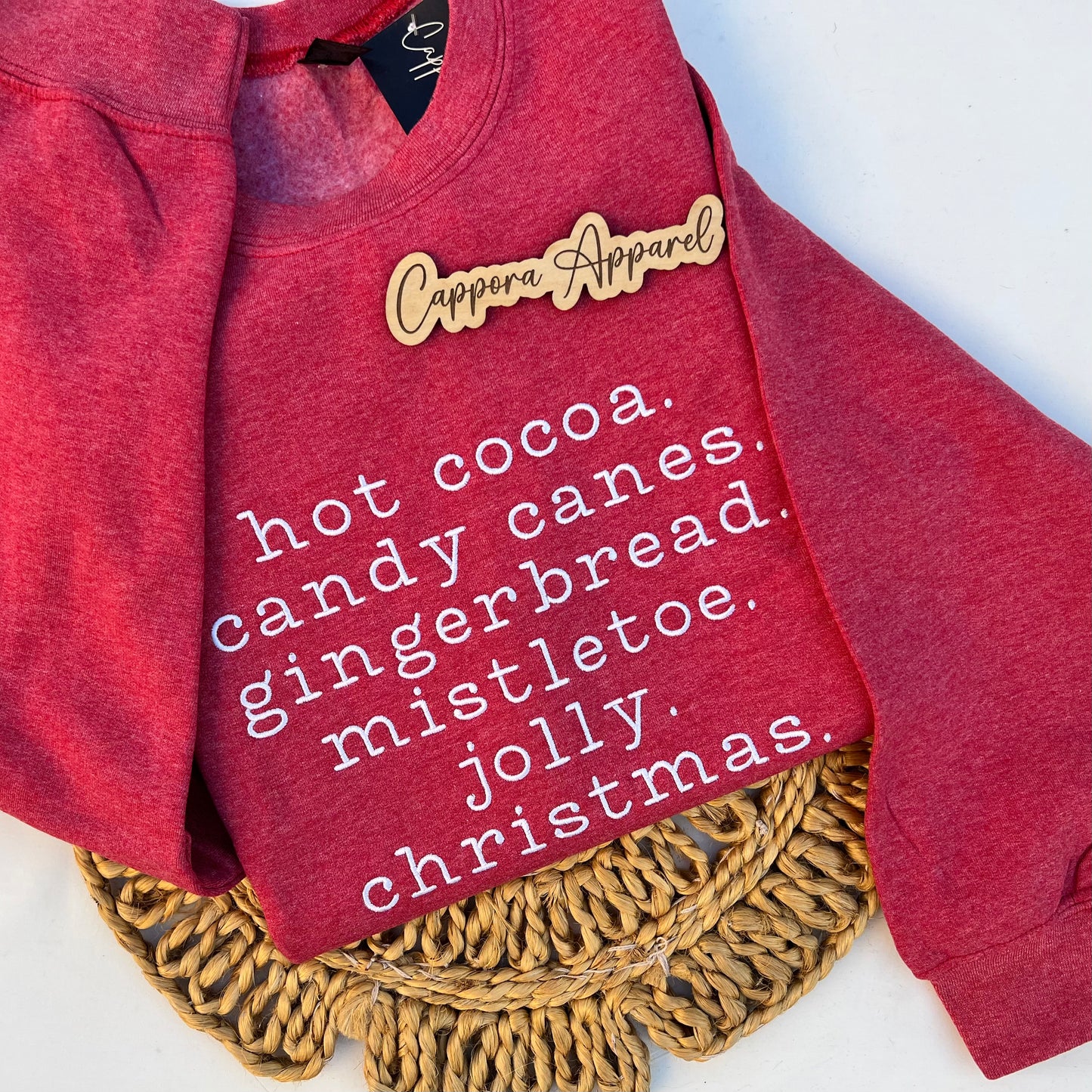 Hot Cocoa & Candy Canes Christmas Crewneck – Gingerbread, Mistletoe & Jolly Holiday Embroidered Gildan Sweatshirt