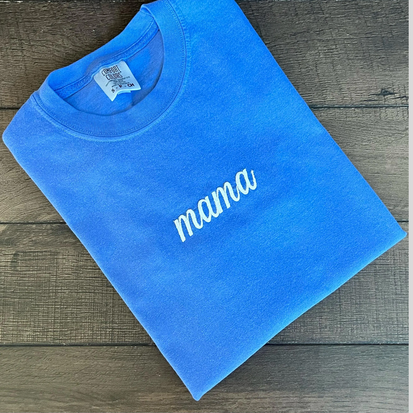 Embroidered Mama Comfort Colors T-Shirt | Custom Retro Embroidery Tee | Trendy Mom Shirt