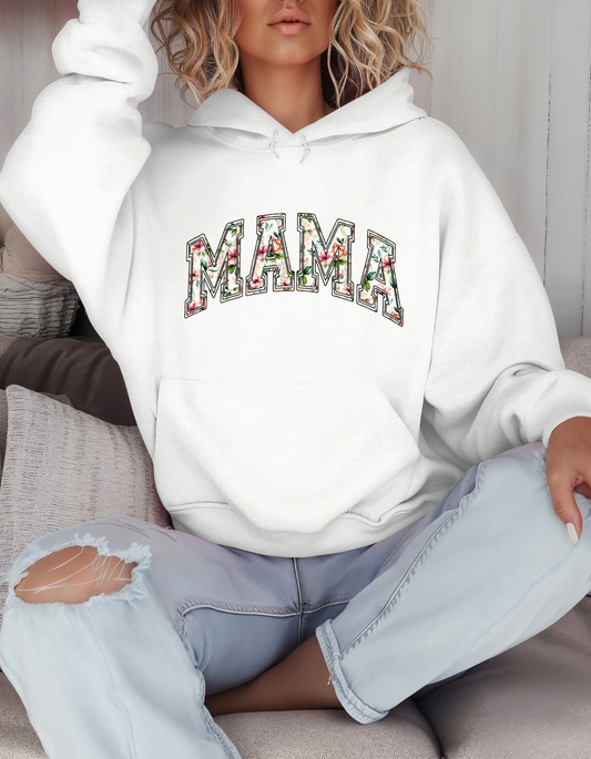 Gildan Heavy Blend™ Hooded 'Floral Mama' Sweatshirt | Mama Hoodie | Fall Fashion for Moms | Cozy Sweatshirt | Casual Wear