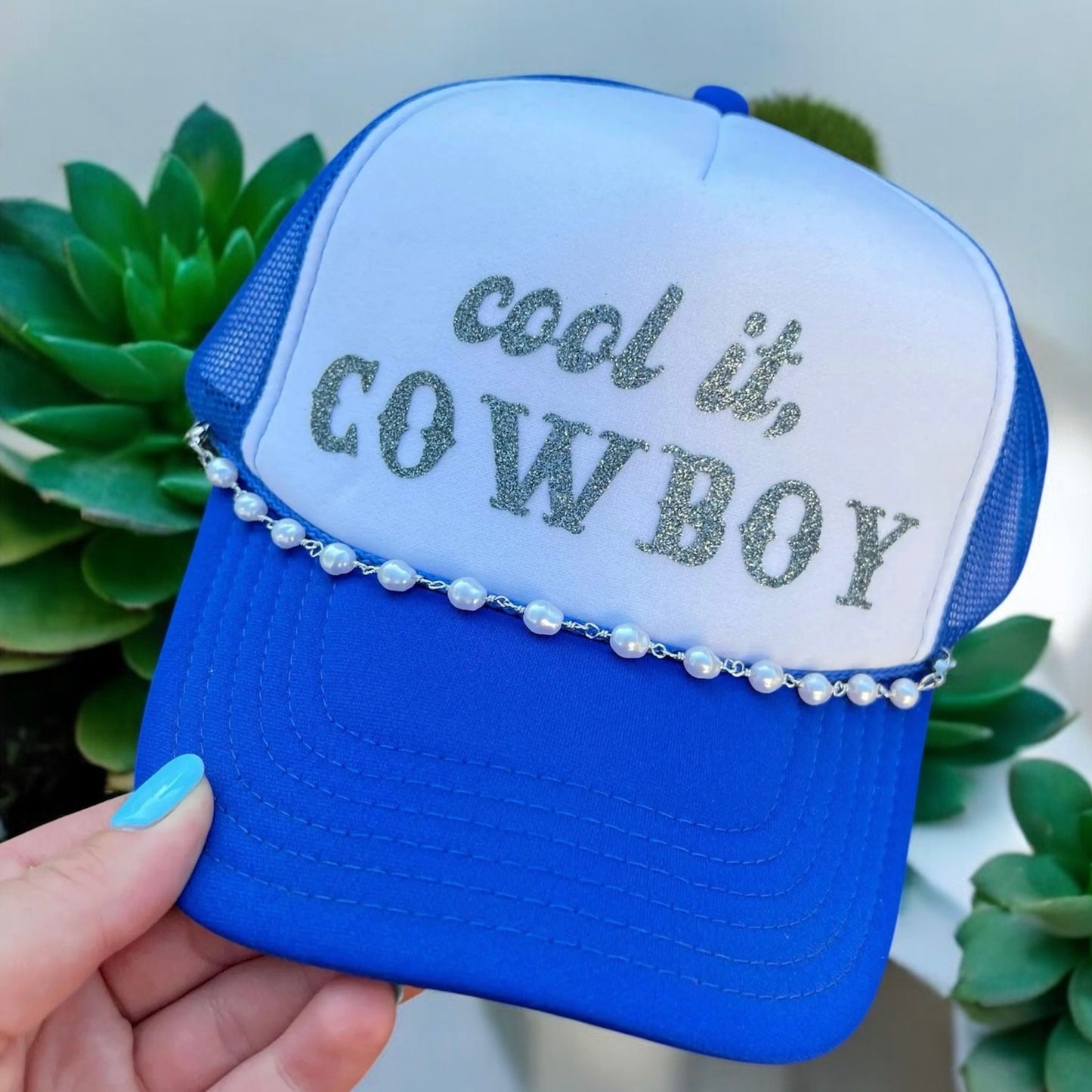 Otto® 'Cool it Cowboy' Foam Snapback Cap w/Chain | Country Music Festival Hat | Retro Western Hat | Trendy Cowboy Cap