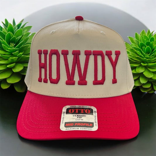 HOWDY 3D Puff Embroidered Otto Snapback Hat – Western Trucker Cap, Bold Cowboy Rodeo Style Statement Hat