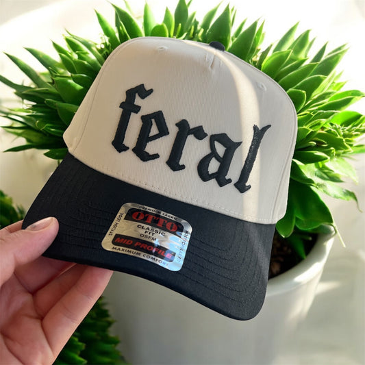 Feral Embroidered 3D Puff Otto Snapback Hat – Bold Funny Trucker Cap