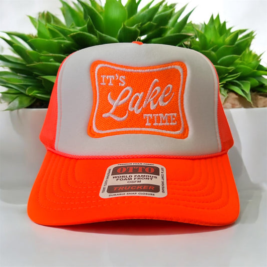 It’s Lake Time Embroidered Snapback Hat – Otto Foam Trucker Cap for Summer, Lake Days & Boat Life