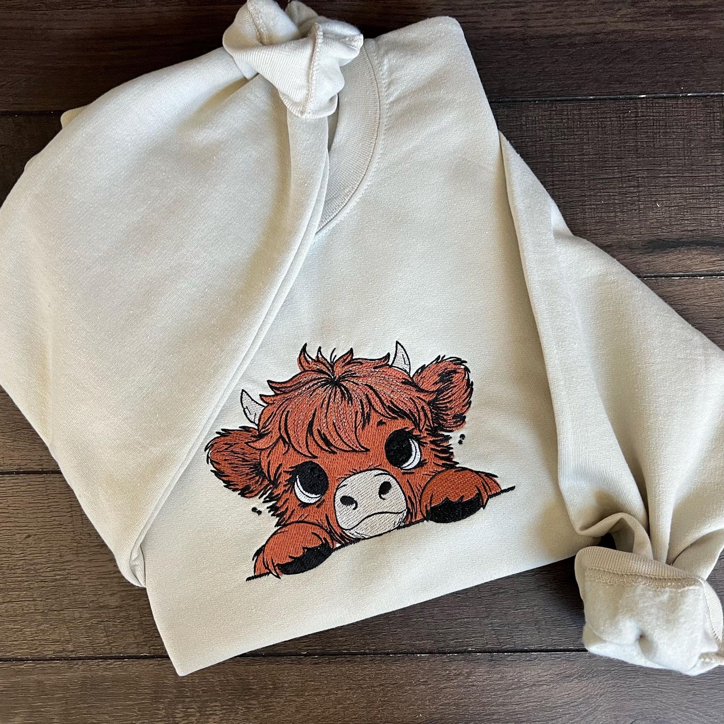 Gildan Heavy Blend™ Embroidered 'Highland Cow' Sweatshirt | Country Western Sweatshirt | Gift for Cow Lovers | Farmhouse Style Clothing |