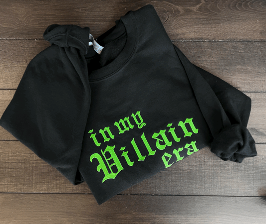 Gildan Heavy Blend™ Embroidered 'In My Villain Era' Sweatshirt | Villain Era Clothing Trend | Villain Era Fashion| Modern Gothic Crewneck