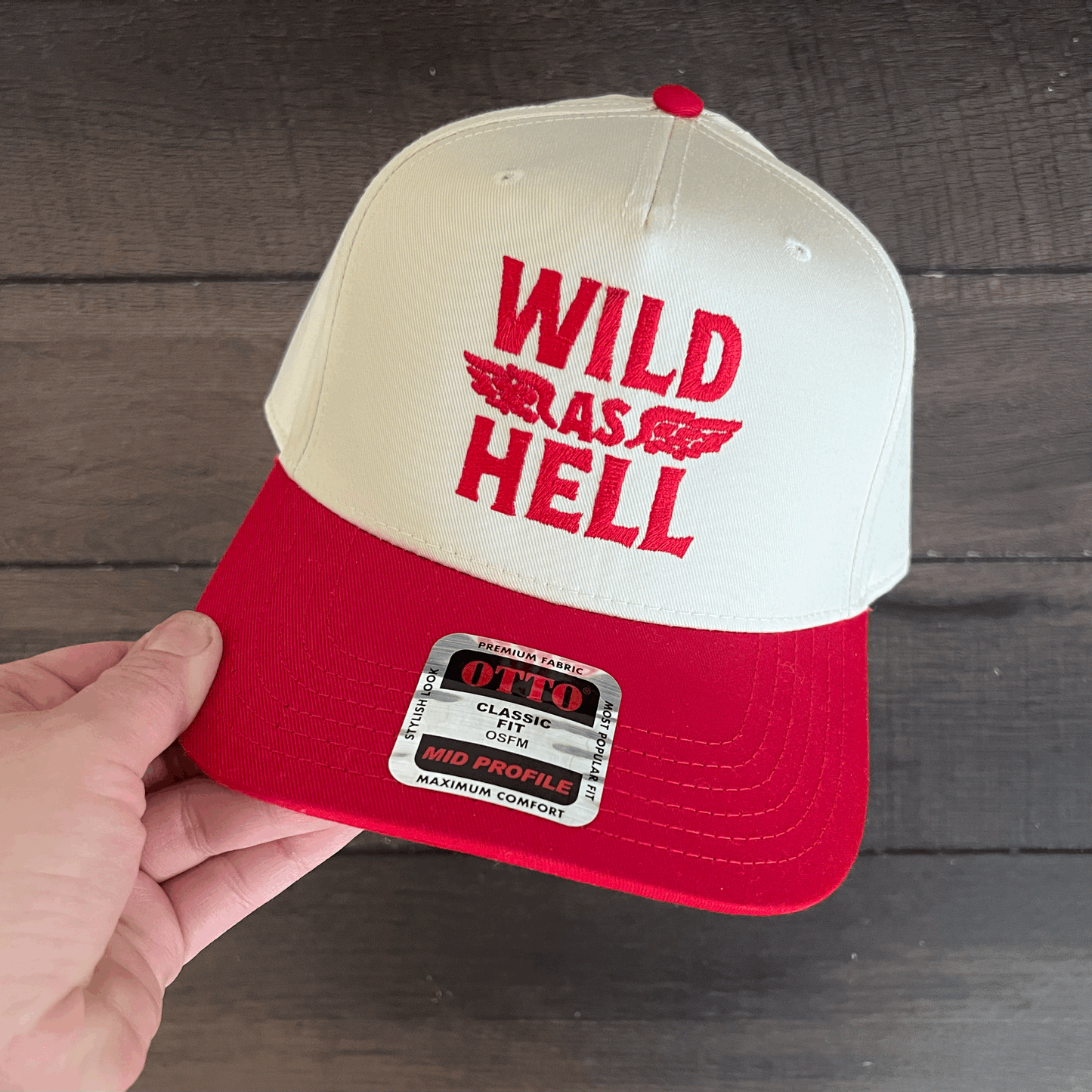 Otto® 'Wild as Hell' 5 Panel Mid Profile Baseball Snapback Cap | Custom Embroidered Hat, Stylish Snapback Cap