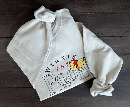 Gildan Heavy Blend™ Embroidered 'Pooh' Sweatshirt | Classic Pooh Sweatshirt | Pooh Bear Embroidered Sweater