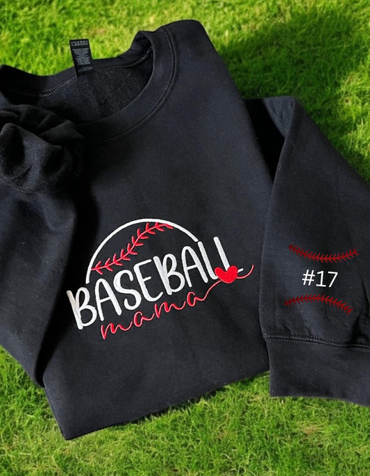 Embroidered Baseball Mama Crewneck Sweatshirt – Gildan Fleece