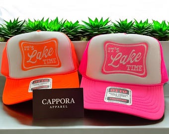 It’s Lake Time Embroidered Snapback Hat – Otto Foam Trucker Cap for Summer, Lake Days & Boat Life