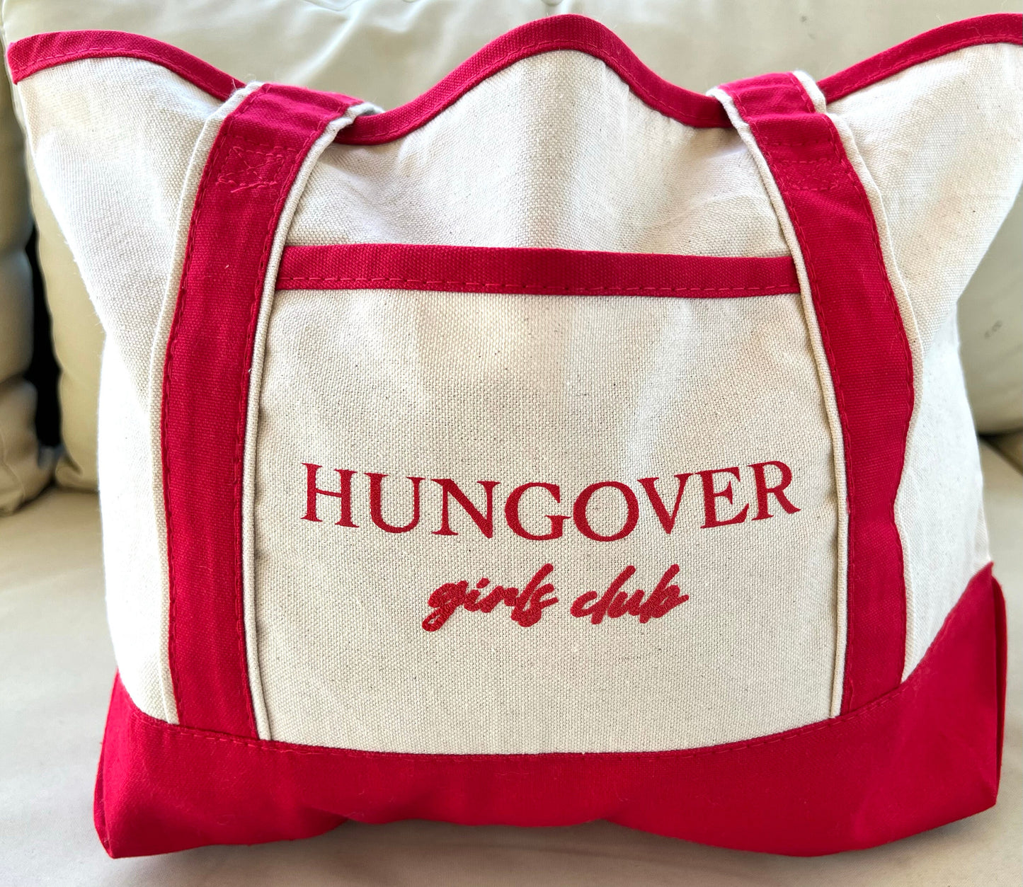 Hungover Girls Club Tote Bag – Funny Canvas Shoulder Bag for Women, Bachelorette Party Gift, Girls Trip Travel Bag