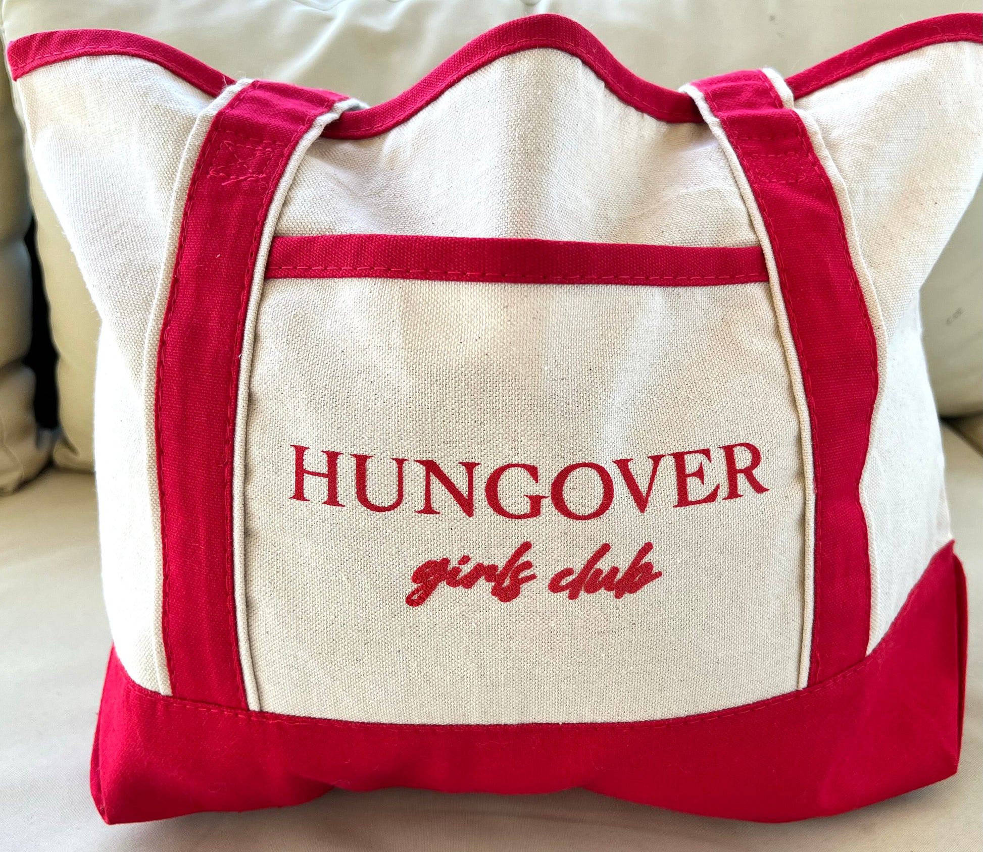 Hungover Girls Club Tote Bag – Funny Canvas Shoulder Bag for Women, Bachelorette Party Gift, Girls Trip Travel Bag