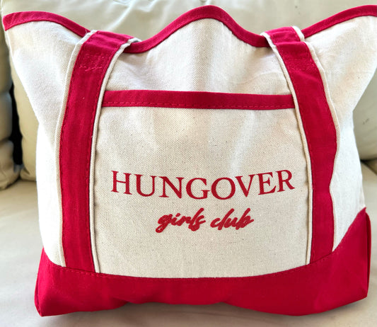 Hungover Girls Club Tote Bag – Funny Canvas Shoulder Bag for Women, Bachelorette Party Gift, Girls Trip Travel Bag