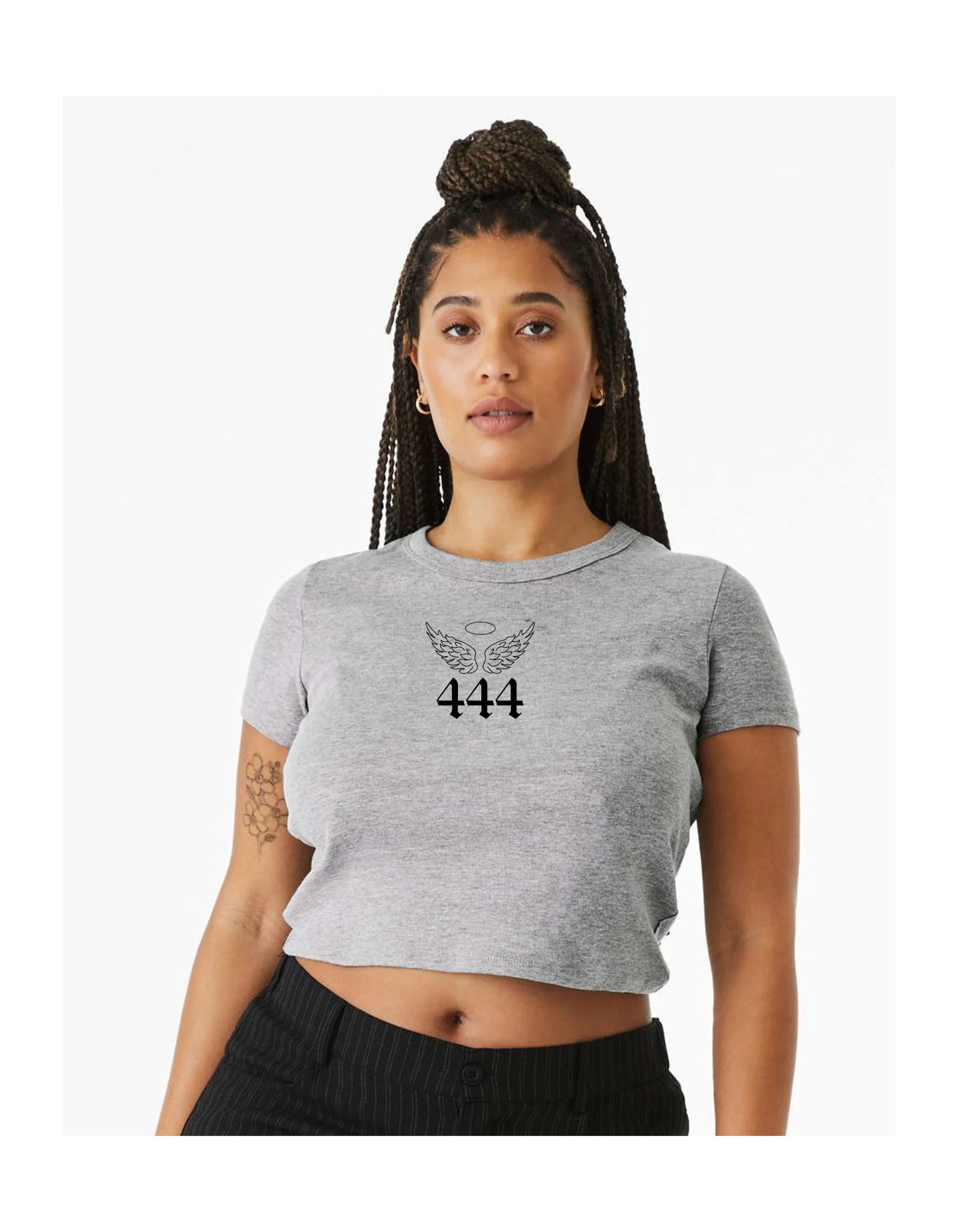 BELLA + CANVAS 'Angel Number' Micro Rib Tee | Women's Angel Numbers Crop Tee | Zodiac-Inspired Crop Top | Minimalist Spiritual Crop Top