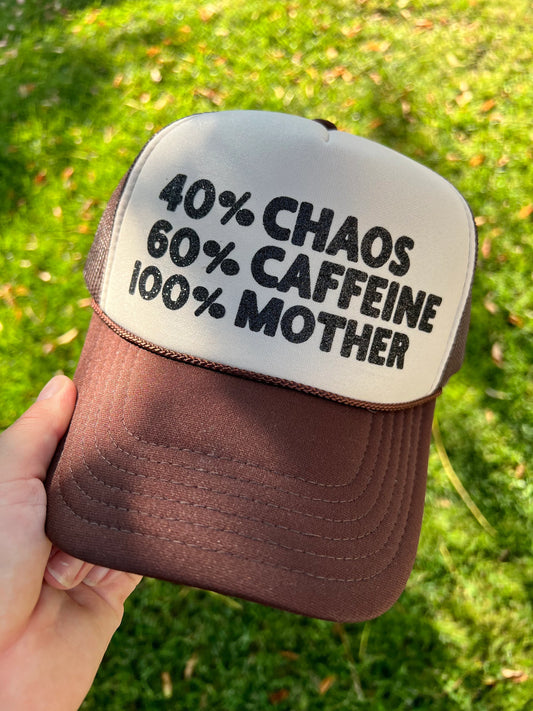 Otto® 'Chaos Caffeine Mother' Foam Snapback Cap | Mom Life Hat | Sassy Mom Trucker Hat