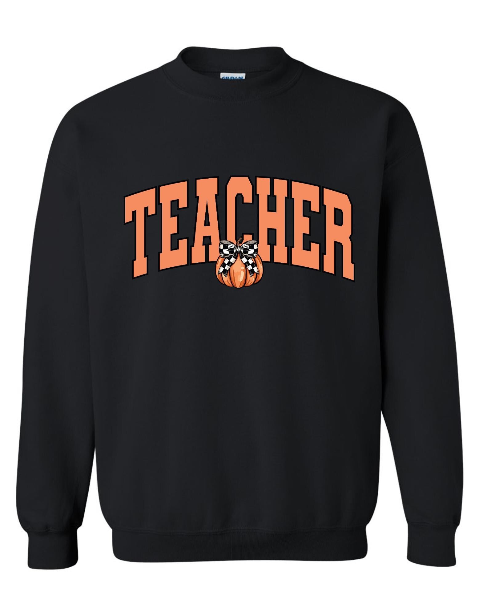 Teacher Pumpkin Crewneck – Fall Teacher Sweatshirt, Autumn Gildan Pullover, Cute Back to School Shirt for Women, Cozy Teacher Gift