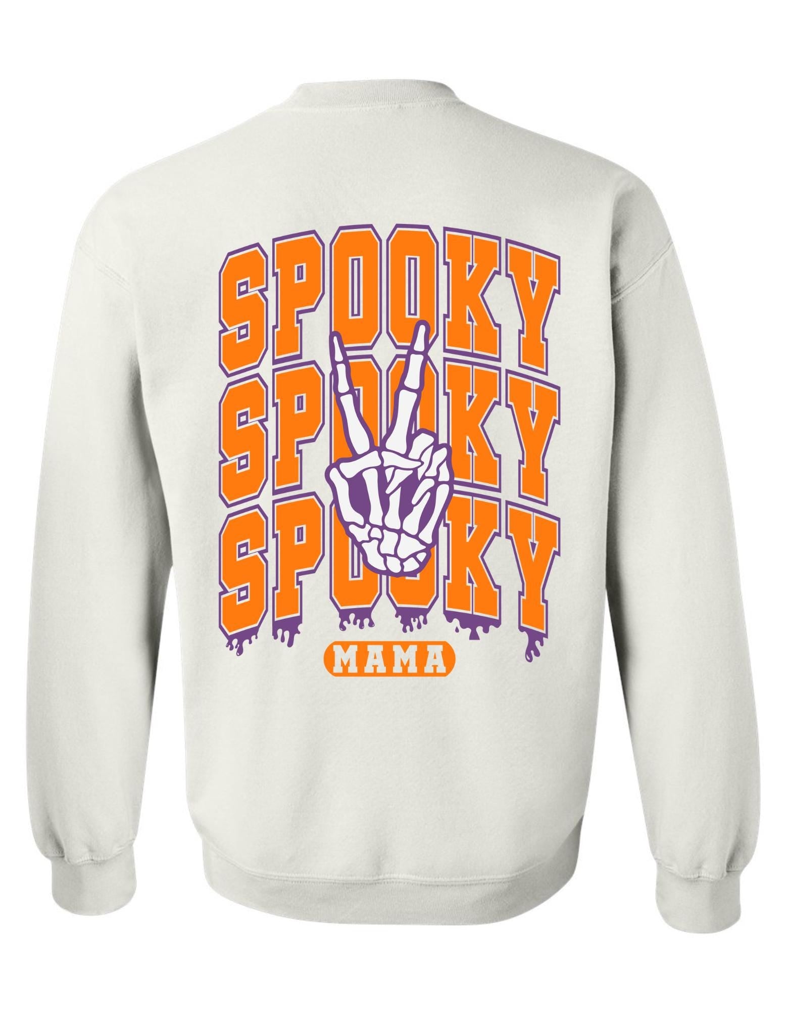Spooky Mama Skeleton Peace Sign Crewneck – Bold Halloween Gildan Sweatshirt for Moms, Cute & Cozy Fall Graphic Pullover