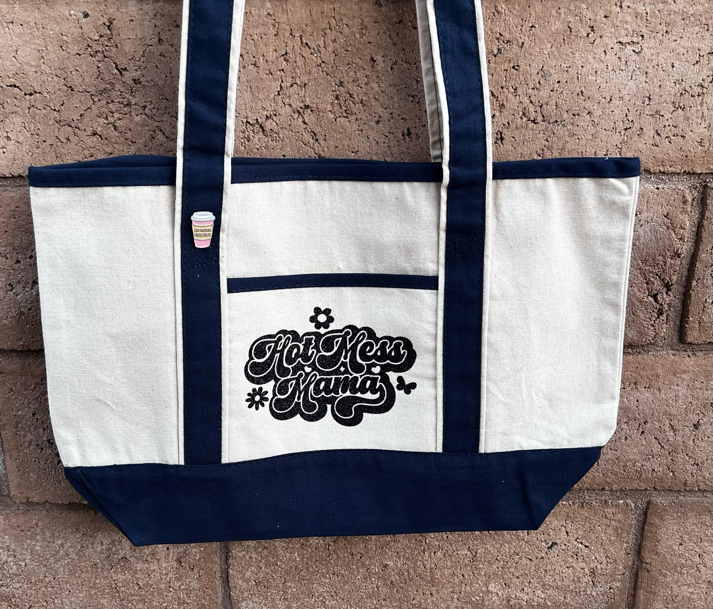 Hot Mess Mama Tote Bag – Funny Canvas Shoulder Bag for Moms, Everyday Shopper, Reusable Grocery & Errand Tote