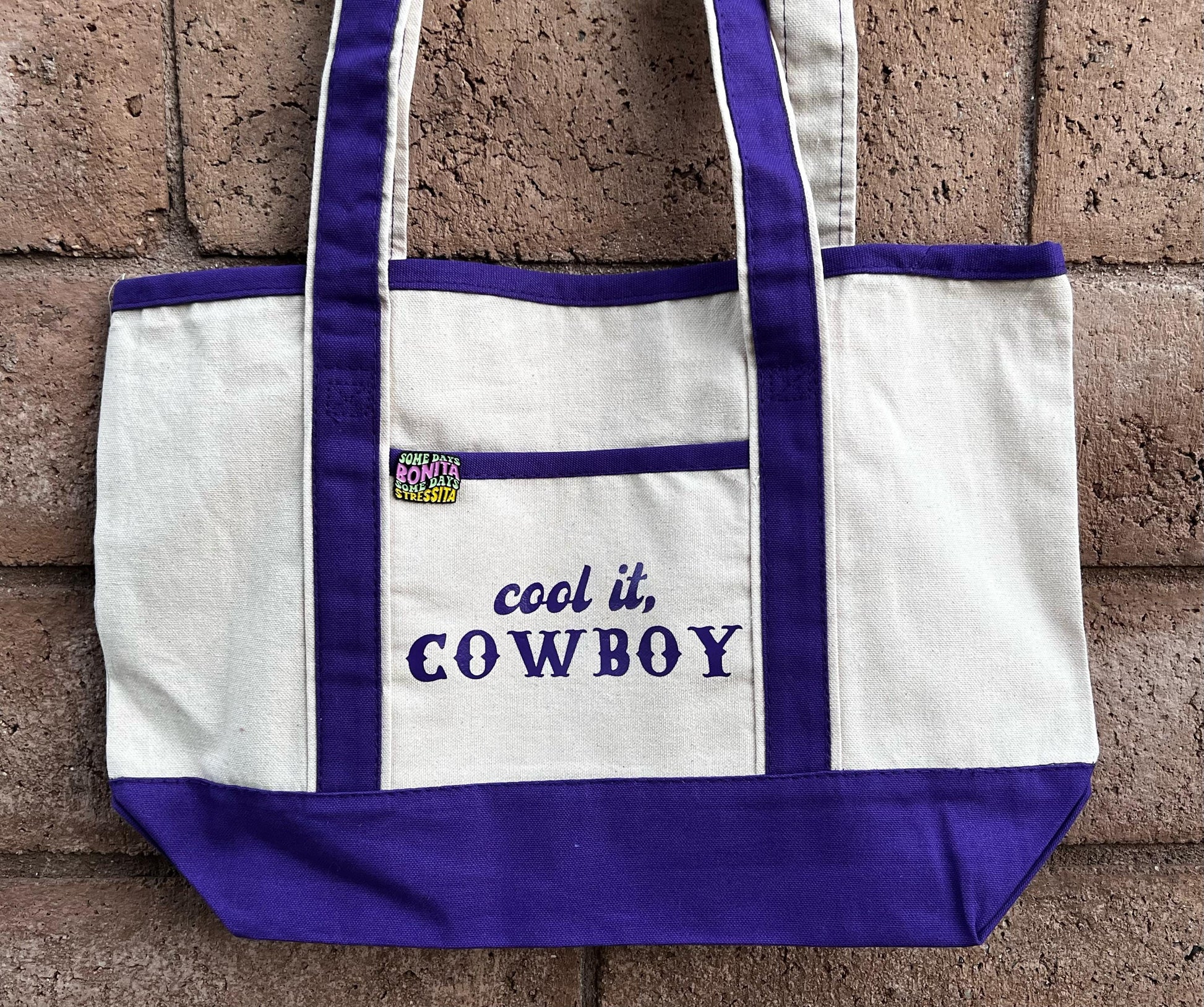 Cool it Cowboy Tote Bag – Western Canvas Tote with Funny Cowboy Phrase, Rustic Country Western Gift, Everyday Eco Shopper Bag