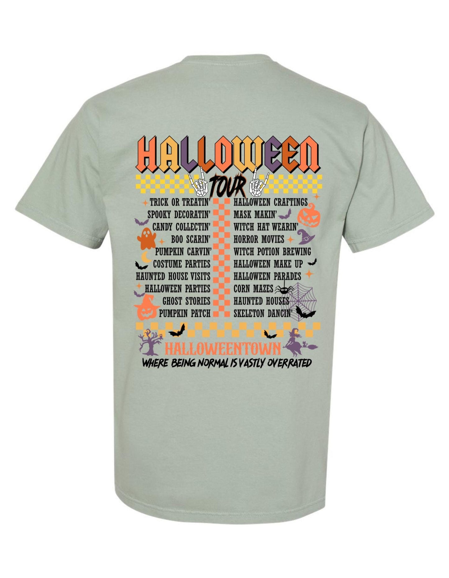 Comfort Colors® 'Halloween Tour' T-Shirt | Halloween Itinerary Shirt, Fall Festival T-shirt, Halloween Adventures Tee, Trick or Treat Shirt