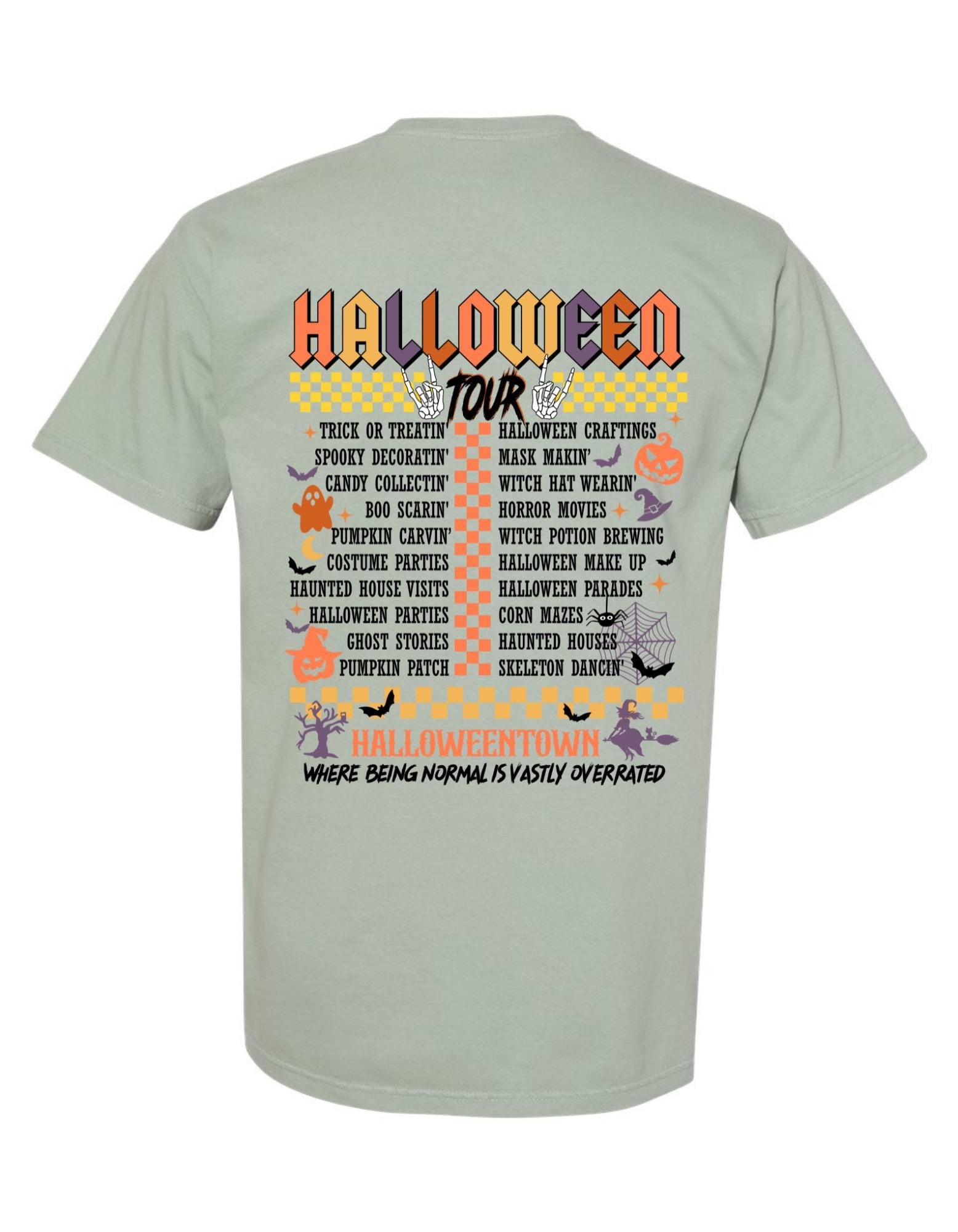 Comfort Colors® 'Halloween Tour' T-Shirt | Halloween Itinerary Shirt, Fall Festival T-shirt, Halloween Adventures Tee, Trick or Treat Shirt