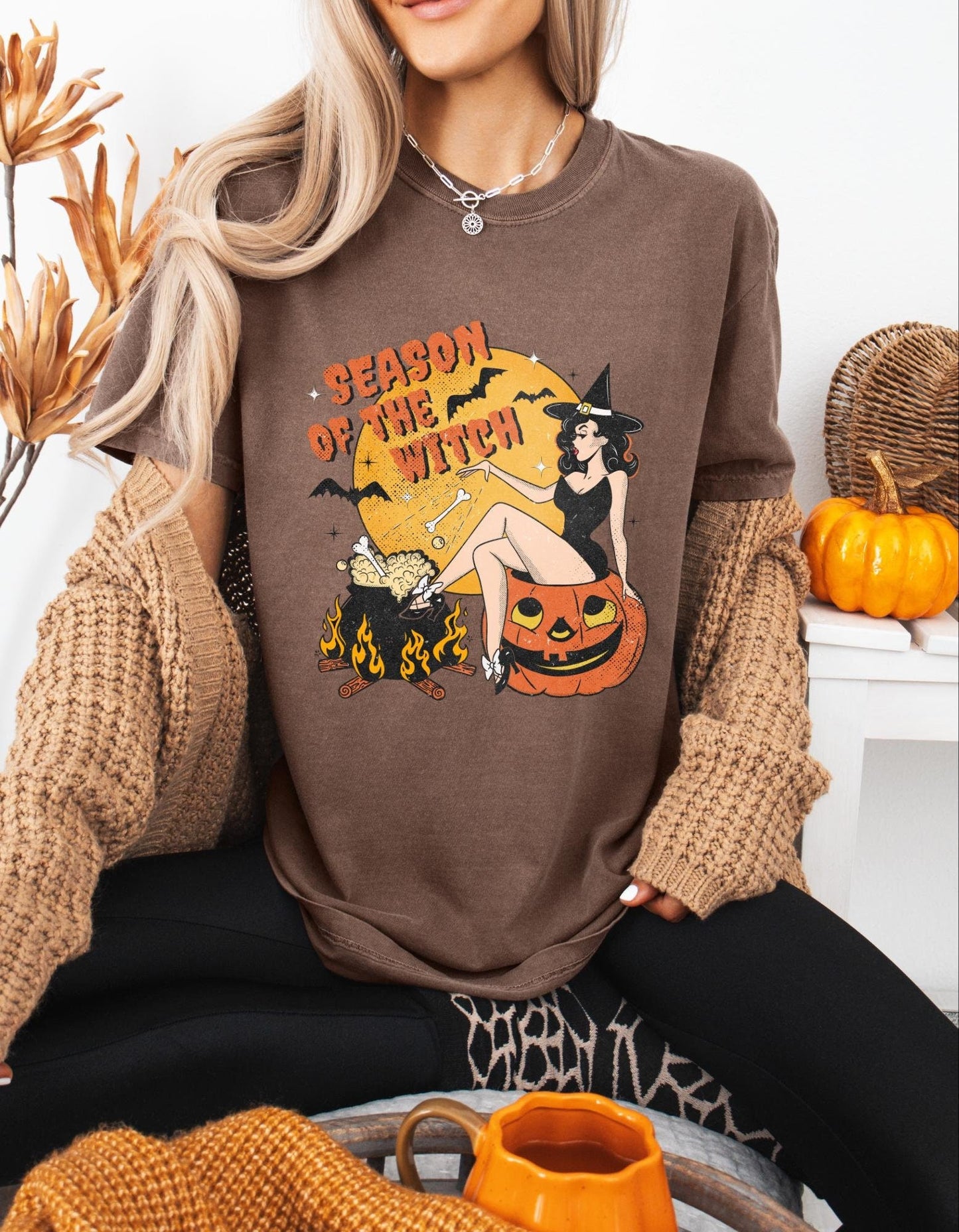 Comfort Colors® 'Season of the Witch' T-Shirt | Witchy Vibes T-shirt, Halloween Witch Shirt, Vintage Witch Shirt, Spooky Season Apparel