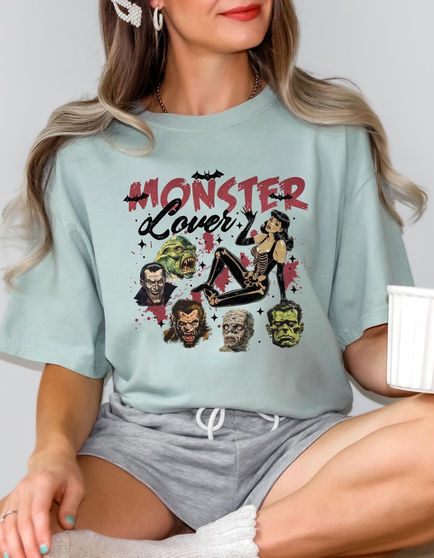 Comfort Colors® 'Monster Lover' T-Shirt | Classic Horror T-Shirt, Horror Lover Shirt, Vintage Horror Tee, Monster Graphic T-shirt
