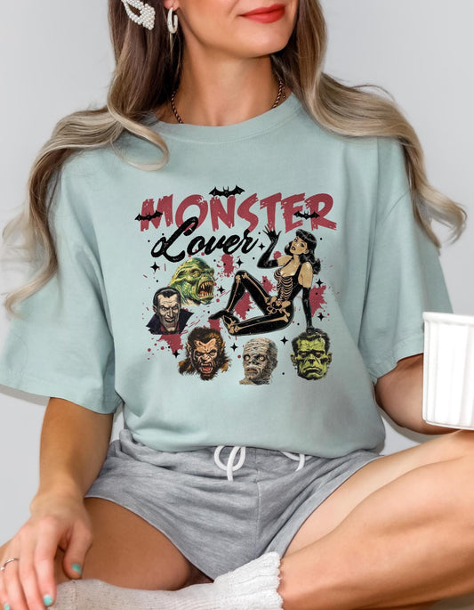 Comfort Colors® 'Monster Lover' T-Shirt | Classic Horror T-Shirt, Horror Lover Shirt, Vintage Horror Tee, Monster Graphic T-shirt
