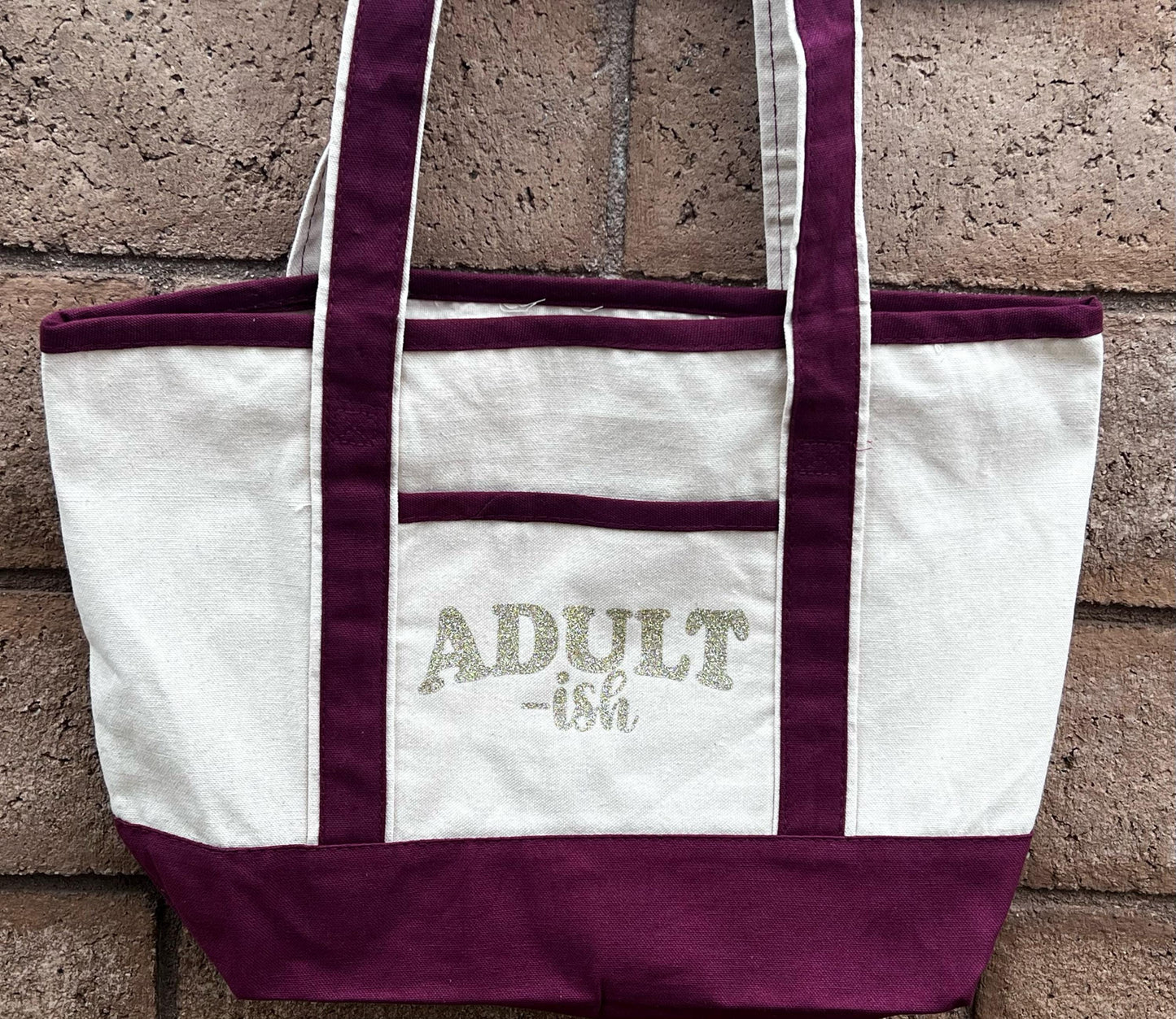 Adult-ish Canvas Tote Bag – Funny Reusable Bag for Everyday, Work, School, or Groceries