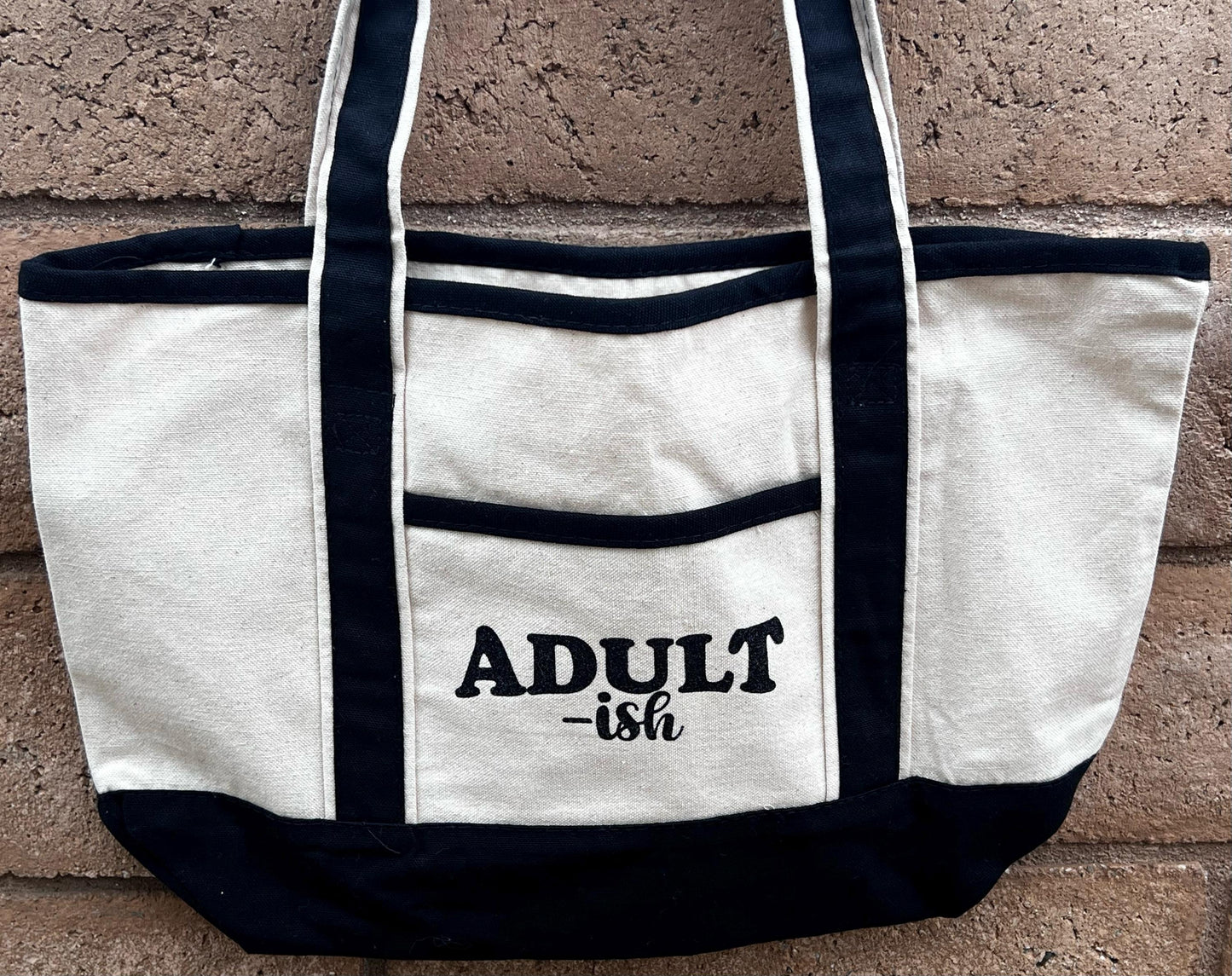 Adult-ish Canvas Tote Bag – Funny Reusable Bag for Everyday, Work, School, or Groceries