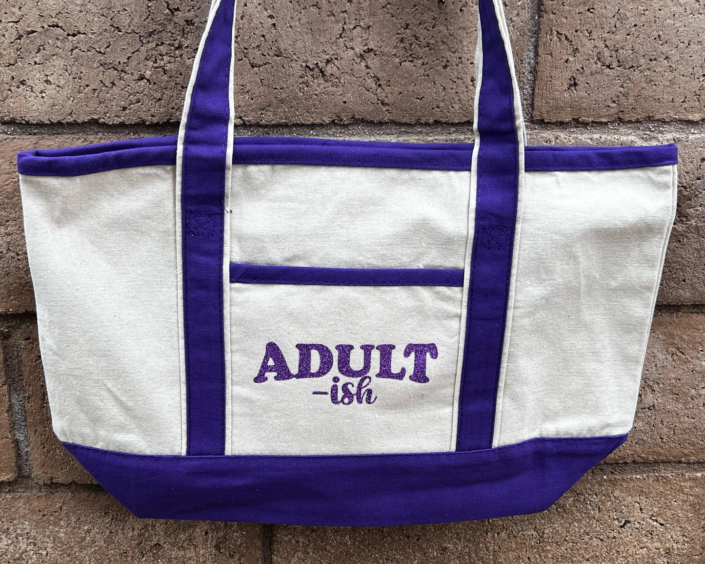 Adult-ish Canvas Tote Bag – Funny Reusable Bag for Everyday, Work, School, or Groceries