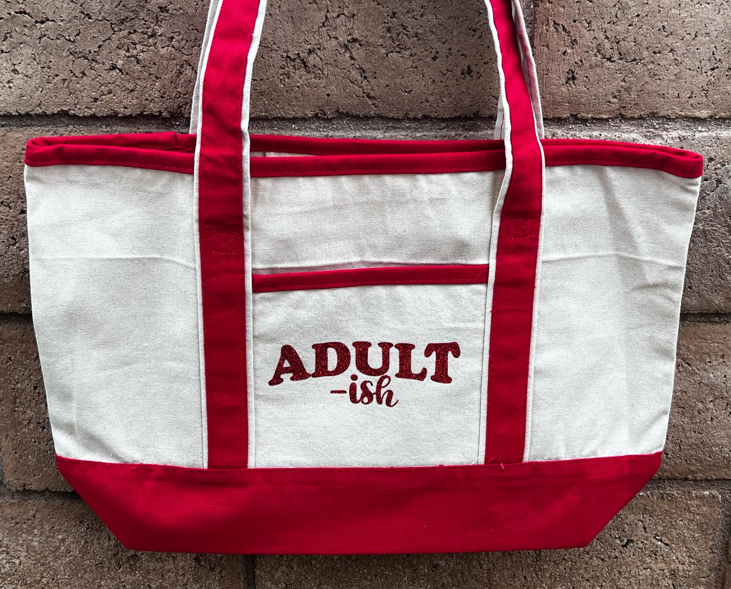 Adult-ish Canvas Tote Bag – Funny Reusable Bag for Everyday, Work, School, or Groceries