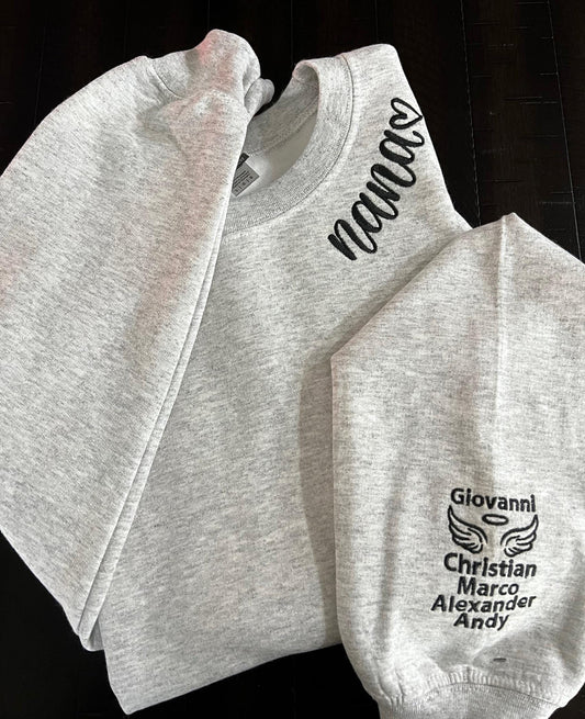 Nana Embroidered Crewneck Sweatshirt – Custom Gildan Pullover with Neckline Stitch, Cozy Gift for Grandma, Minimalist Nana Sweater