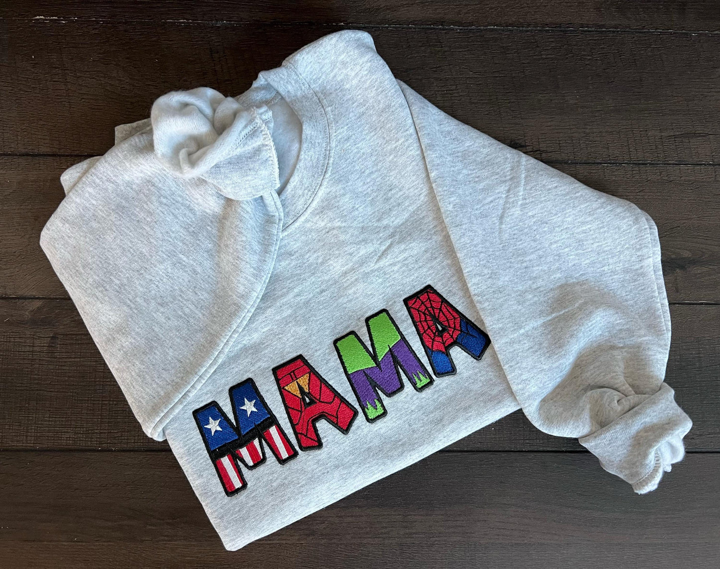 Mama Embroidered Crewneck – Superhero Mom Gildan Sweatshirt, Comic Style Cozy Gift for Mamas