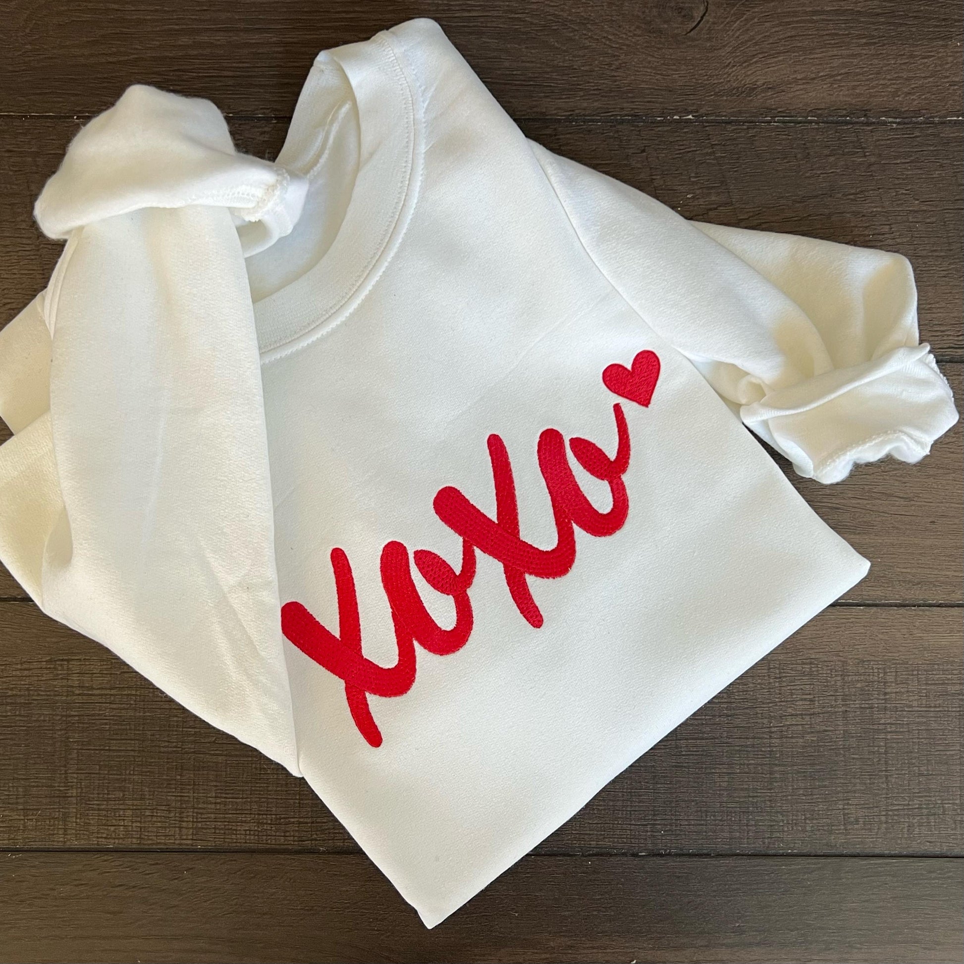 Gildan Heavy Blend™ Embroidered 'XOXO' Sweatshirt | Love-Themed Apparel | Valentine Clothing | Women’s Valentine’s Sweatshirt